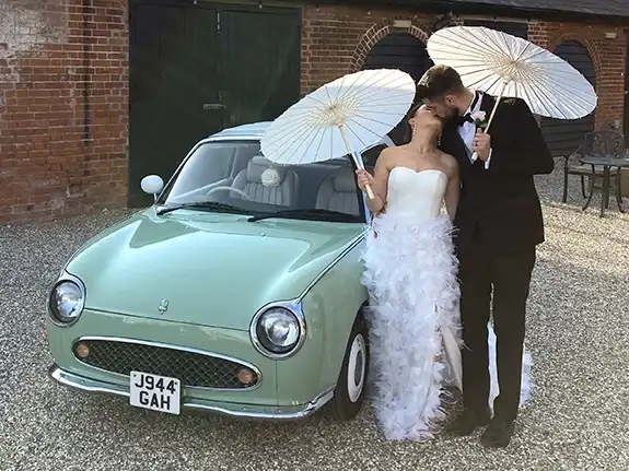 Nissan Figaro wedding car hire Cambridge Cambridgeshire
