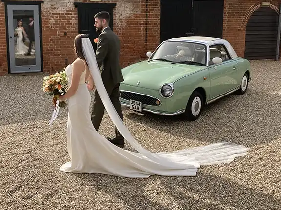Retro Nissan Figaro wedding car hire Ipswich Suffolk
