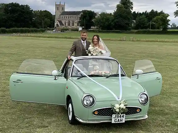 Nissan Figaro wedding car hire Woodbridge Suffolk